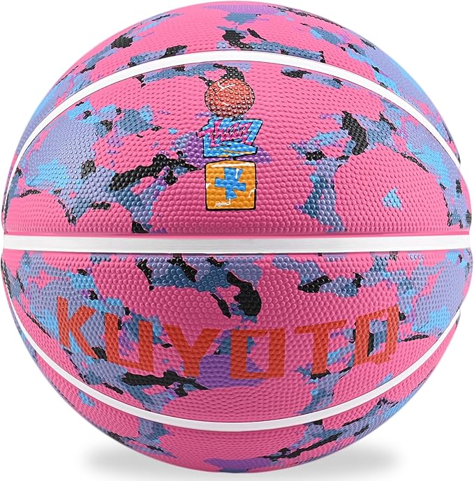 KUYOTQ Kids Youth Adult Size 3/4/5/6/7 (22/25.5/27.5/28.5/29.5") Basketball Premium Rubber or Faux Leather Basketball Indoor Outdoor Basketball for Boys Girls Womens Mens Basketball Gifts (Deflated)