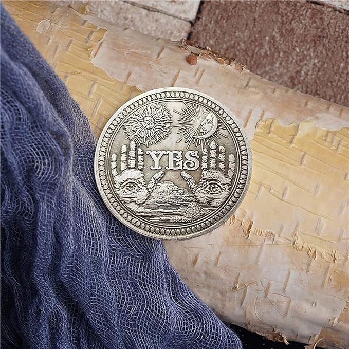 Yes No Challenge Coin Decision Maker Divination Coin(Silver)