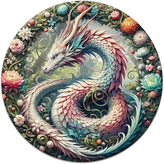Dragon Puzzles for Adults 1000 Pieces, Round Mandala Jigsaw Puzzles 1000 Pieces, Impossible Difficult Hard Challenging Puzzles for Adults (26.5 * 26.5in)