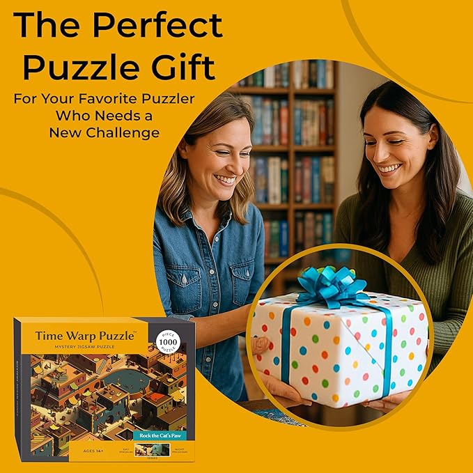 Time Warp Puzzle Series 1 – Day to Night Hidden Scene | 1000 Piece Jigsaw Puzzle for Adults | Discover a Story that Transforms as You Build | Giftable Magic Puzzle Art (Rock the Cat's Paw)