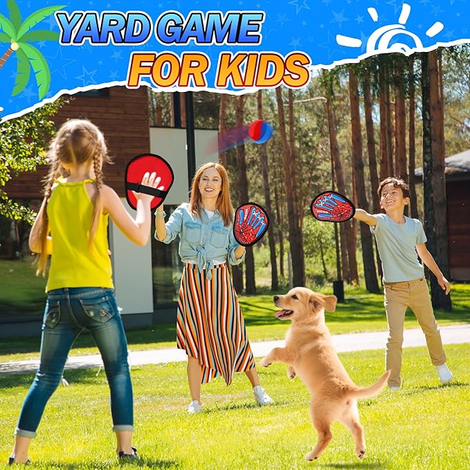 Spider Toss and Catch Ball Game Set – Toddler Baseball Glove, Outdoor Yard Beach Pool Toys, Outdoor Games for Family, Birthday Easter Gift for Ages 3 4 5 6 7 8-12 Year Old Boys Girls