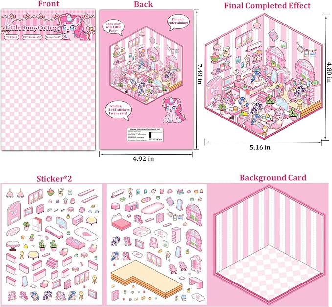 DIY 3D Sticker Scenes for Girls, 6 Sets Make Your Own Scene Stickers for Kids, Cute Kawaii Scene Stickers, Therapy Stickers for Stress Relief, Holiday Christmas Activity, Easter Basket Stuffers