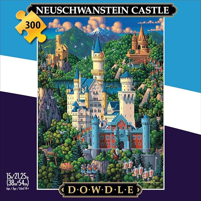 Buffalo Games - Dowdle - Neuschwanstein Castle - 300 Piece Jigsaw Puzzle for Adults -Challenging Puzzle Perfect for Game Nights - Finished Size is 21.25 x 15.00