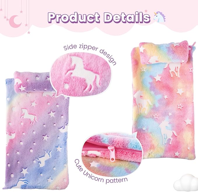 BABESIDE 2 Pcs Reborn Baby Doll Bedding Set for 12-17 Inch Dolls, Cute Animal & Star Pattern Doll Blanket and Pillow Set, Soft Bedding for Pretend Play and Dollhouse Accessories