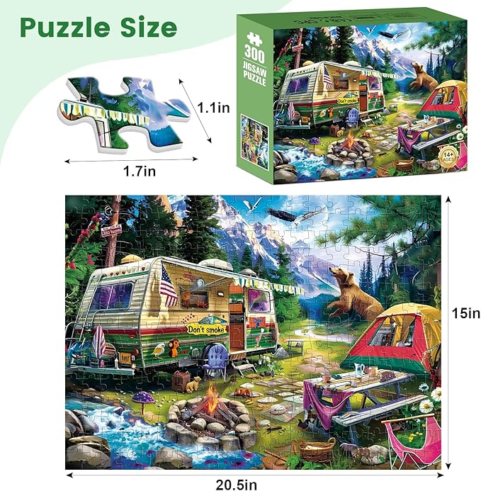 300 Piece Puzzle for Adults, Wild Animal Jigsaw Puzzles 300 Pieces, Recycled Cardboard Large Piece Jigsaw Puzzles 300 Pieces, Engaging Educational Toys Great Gift for Boys Girls, 20.5x15 in
