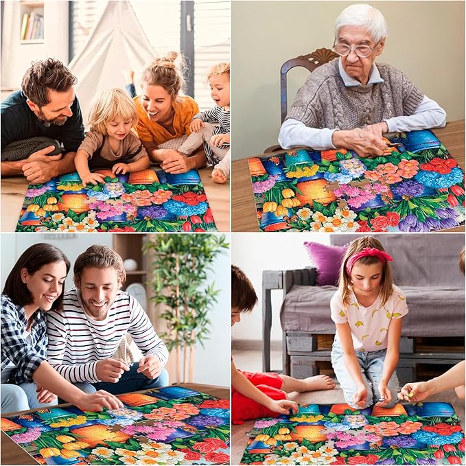 Puzzles 500 Pieces for Adults, Flower Butterfly Puzzles, Recycled Cardboar Jigsaw Puzzle 500 Pieces for Seniors, Challenging Puzzle Family Activity Great Gift for Friends, 20.5 X 15 inches