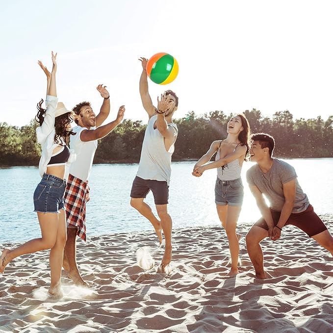 Coopay 30/60/120 Pack Inflatable Beach Balls Classic Rainbow Swimming Pool Ball Birthday Beach Party Decoration Summer Water Games Gifts 8 to 12 Inches from Inflated to Deflated