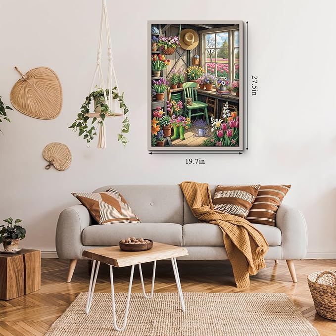Flower Plant Garden Puzzle 1000 Pieces for Adults, Colorful Greenhouse Jigsaw Puzzle Botanical, Challenging Floral Room Puzzle as Wall Decor