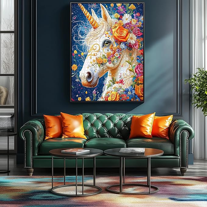 Magical Unicorn Puzzle for Adults 500 Pieces Floral Fantasy Animal Enchanted Fairy Tale Art Jigsaw Puzzle with Letters on Back Perfect Challenging Game Night for Adults, Seniors & Family