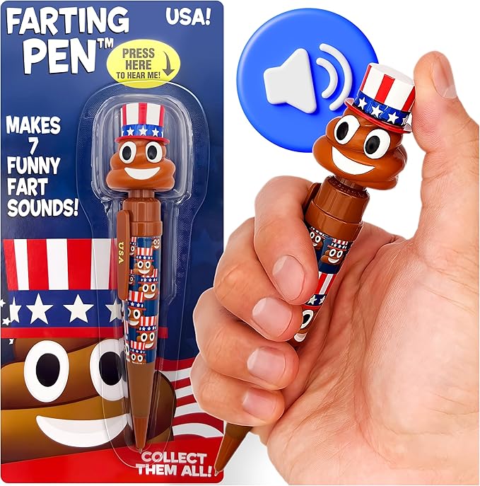 Farting Poop Pen with 7 Funny Fart Sounds - Easter Basket Stuffers for Teens & Kids, Silly Novelty Gag Gift for Boys & Girls, Easter Toys Essentials, Great for Birthdays, Funny Gift (USA)