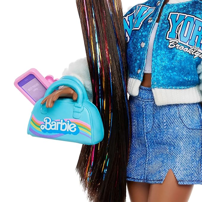 Barbie Dream Besties Playset, Brooklyn” Posable Fashion Doll with Long Black Hair, 9 Music-Themed Accessories