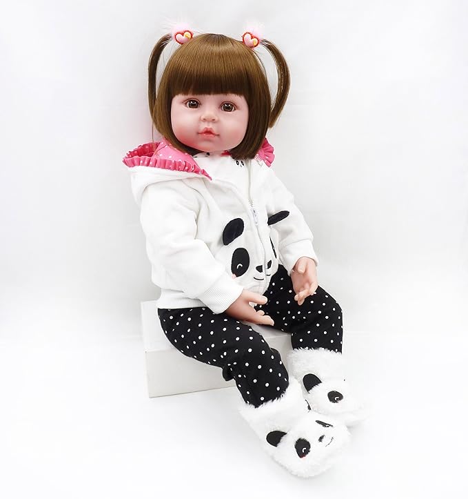 Reborn Baby Girl Dolls Clothes 18 inch Panda Outfits Accesories for 17-19 inch Reborns Doll Newborn Baby Girl Matching Clothing