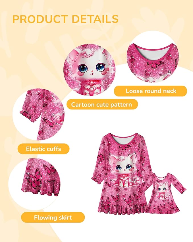 LQSZ Doll and Girl Matching Nightgown Outfit Pajamas Nightie Nightgown for Girls and Dolls Clothes