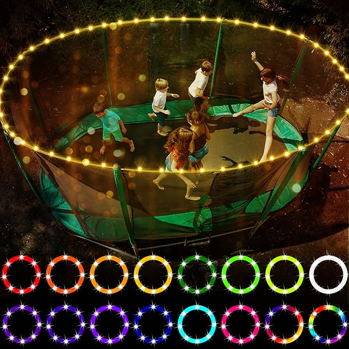 Waybelive LED Trampoline Lights，Remote Control Trampoline Rim LED Light for 8Ft Trampoline, 16 Color Change by Yourself, Waterproof，Super Bright to Play at Night Outdoors