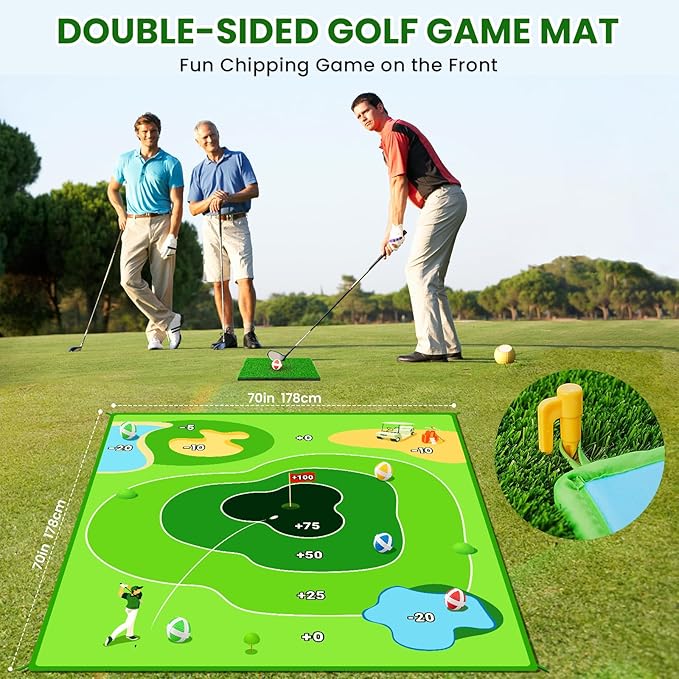 Battle Golf Game Chipping Practice Mat, Perfect for Chipping and Swing Training, Backyard Games Golf Hitting Mat, Ideal for Golf Parties and Fun Activities