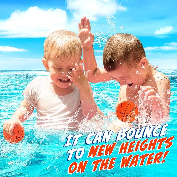 4Pcs Water Skipping Balls for Pool Play, Water Pool Beach Swim Toys for Kids Ages 4-8, 8-12 and Adults, Include 2 Balls and 2 Discs