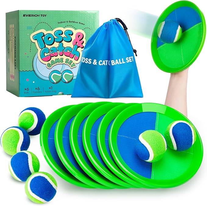 EVERICH TOY Upgraded Toss and Catch Ball Game Set, Easter Basket Stuffers Outdoor Games for Kids Toys, Beach Pool Toys Outside Family Yard Games Easter Gifts for Boys Girls 3 4 5 6 7 8-12 Years Old
