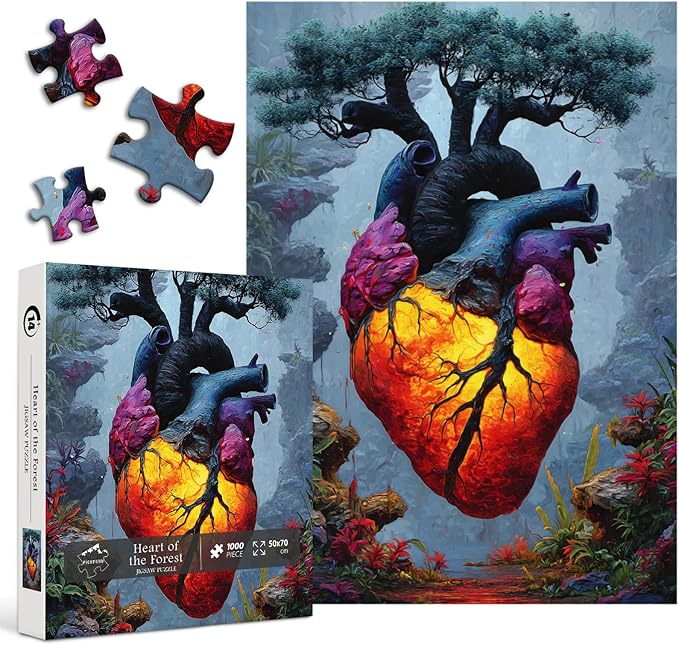 PICKFORU Heart of the Forest 1000 Piece Puzzle for Adults, Nature Mountain Plants Jigsaw Puzzles, Colorful Impossible Whimsical Puzzles as Wall Art