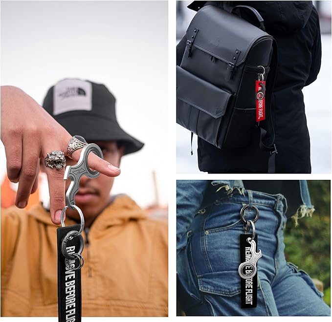 LENCLE Keychain Spinner Set,Fidget Toy,Full Metal Spinning Keychain Fidget with Tag for Motorcycles,Backpacks,and Men's Gifts