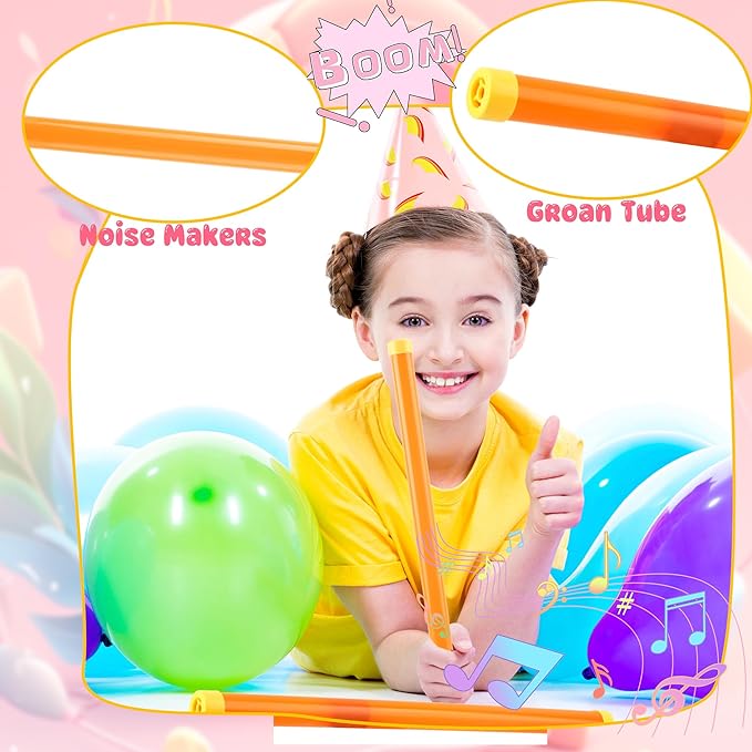 12 Pcs Groan Tube Noise Makers Novelty Sound Tubes Toys Funny Fart Sound Tube Noise Stick Tricky Noise Pipe for Halloween Xmas Party Family Gathering Fools Day Toys Games Supplies, 6 Colors