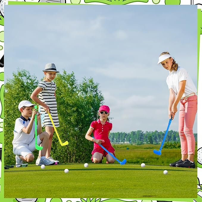 24 Pcs Plastic Mini Golf Clubs for Toddlers, Kids Golf Clubs Toy Set, Toy Balls for Kids Toddlers Outdoor Indoor Lawn Sports for Boys Girls