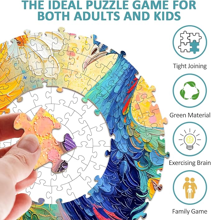 Flower Puzzles for Adults 1000 Pieces, Round Peacock Jigsaw Puzzles 1000 Pieces, Impossible Difficult Hard Challenging Puzzles for Adults, Art Puzzle for Home Decor (26.5 * 26.5in)