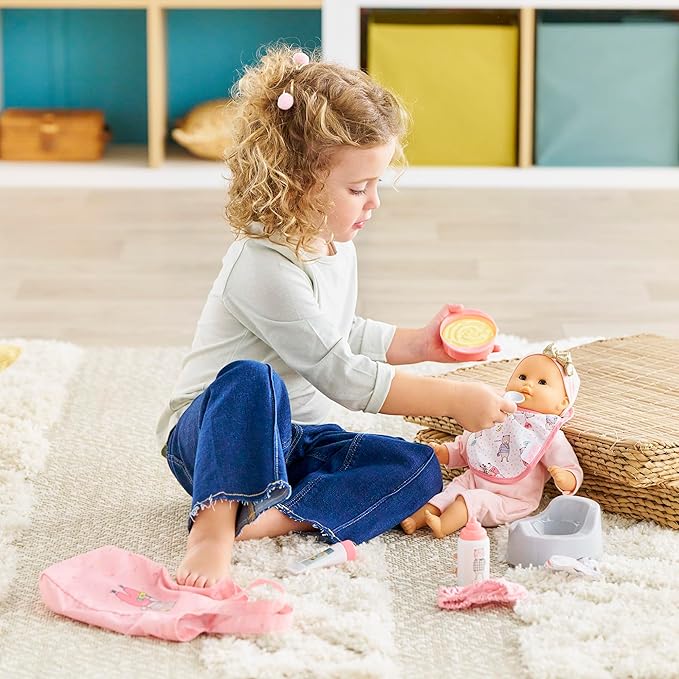 Baby Doll Accessories Care Set for 12-Inch Dolls - 11-Piece Baby Doll Accessories Set with Diaper Bag, Bottle, Bib, Potty, Pacifier - Pretend Play Feeding and Care