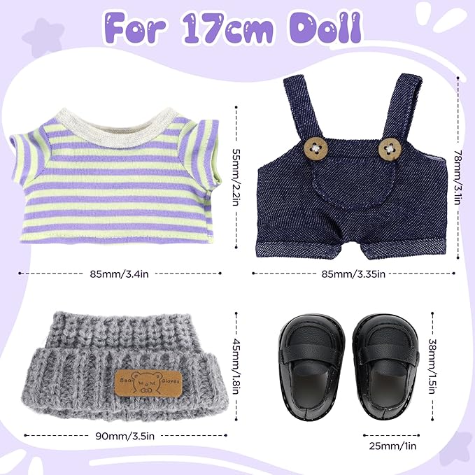 GAGAKU 17cm Doll Clothes (Daily Style), Dress-up Set Stylish Replacement Outfit, Collection Clothing Accessories (Doll Not Included)
