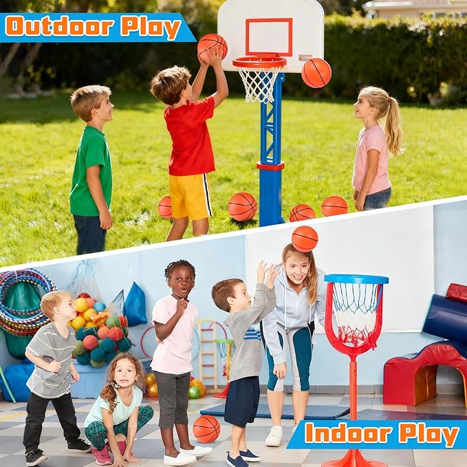 Hymaz 24 Pack 4 inch Mini Basketball Ball, Small Basketball with Pump for Kids Toddlers Great Gifts, Inflatable Toys Rubber ball for Basketballs Hoop, for Indoors Outdoors Pool Party Theme Favors Game