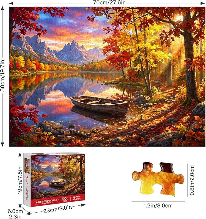 Mountain Forest Lake Jigsaw Puzzles for Adults 1000 Pieces, Serene Nature Landscape 1000 Piece Puzzle for Adults, Fun Hard Difficult Challenging Jigsaw Puzzles 1000 Pieces Gift for Home Decor Wall Art