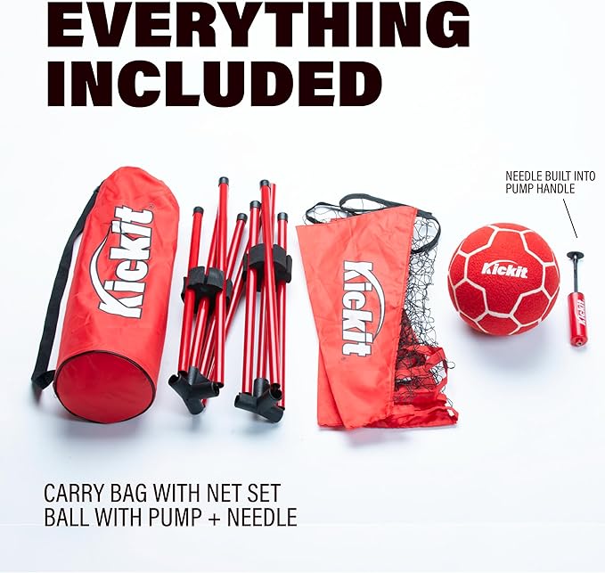Kickit Soccer Tennis Game Set, Portable 6.5' Wide x 2' High Net & Soft Lightweight Ball, Play Outdoors, Indoors, Backyard, Beach, Complete Skills Training & Travel Friendly, Original