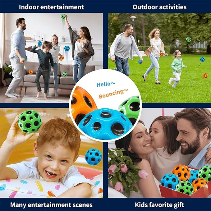 Moon Space Bouncy Ball, Extremely high Bouncing Ball, Improves Hand Eye Coordination, Easy to Grasp and Capture, can be Played Indoors or Outdoors