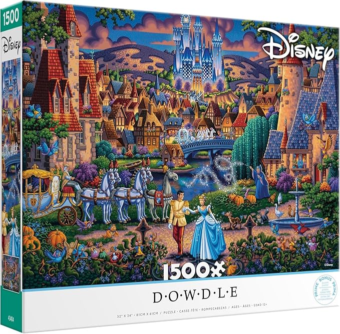 Ceaco - Disney - Dowdle - Cinderella's Enchanted Evening - 1500 Piece Jigsaw Puzzle - Colorful Puzzle for Adults – Precision-Cut Pieces, Beautiful Artwork, and Hours of Relaxing Fun