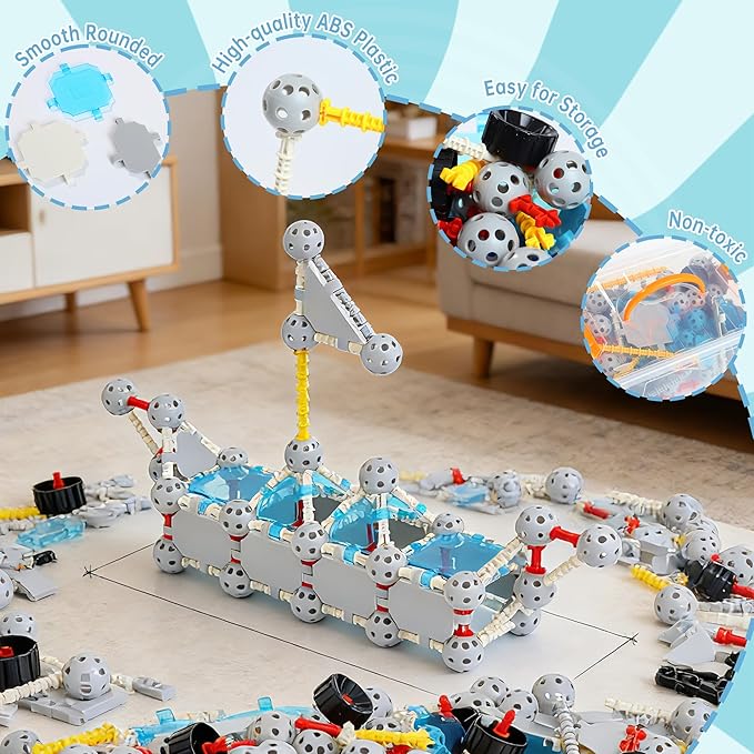 160 Pcs STEM Building Toys for Kids,Creative Educational Building Blocks Sets,Engineering Building Kits for 3-5 4-8 5-7 8-12 Year Old Boys & Girls,Learning Toys & Birthday Gift for Toddlers