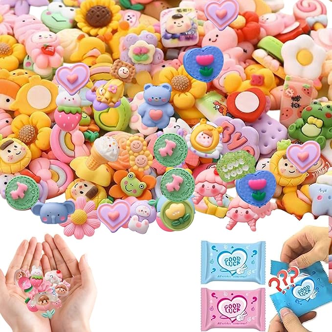 50PCS Vibrant Cartoon Resin Blind Bags – Colorful Mini Charms for Crafts, DIY Phone Case Decoration, Cute Resin Figures & Creative Art Projects