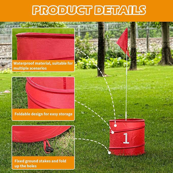 6 Pcs Backyard Golf Outdoor Game with 2 Clubs-Outdoor Golf Yard Game for Practice, Golf Chipping Game for Adults and Family,Beach,Camping,Lawm,Park