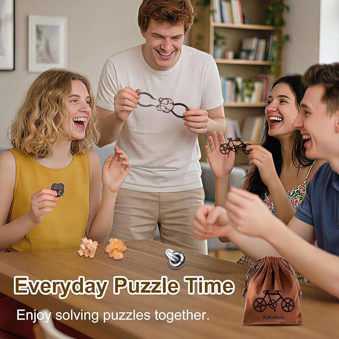 Brain Teaser Puzzles for Adults Disentanglement Puzzles Metal Brain Teaser Puzzles (32PCS Metal+Wood Puzzles)