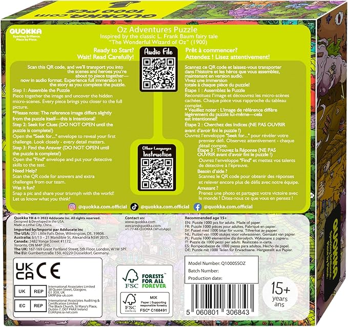 QUOKKA 1000 Piece Jigsaw Puzzle for Adults Emerald Kingdom – Puzzles for Adults 1000 Pieces Premium Box Packaging - Extra Fun Hidden Secrets & Audio Story – Perfect Relaxation Creativity Gift