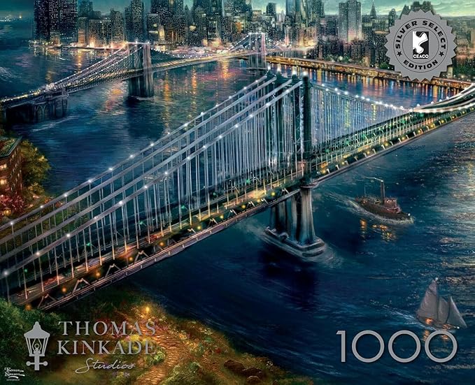 Buffalo Games - Silver Select - Thomas Kinkade - Moonlight Over Manhattan - 1000 Piece Jigsaw Puzzle for Adults - Challenging Puzzle Perfect for Game Nights - Finished Size is 26.75 x 19.75