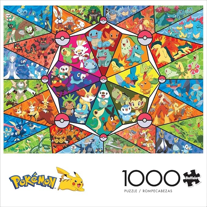 Buffalo Games - Pokemon -: Stained Glass Starters - 1000 Piece Jigsaw Puzzle for Adults -Challenging Puzzle Perfect for Game Nights - Finished Size is 26.75 x 19.75