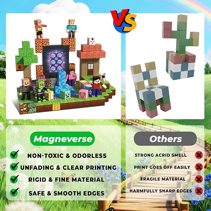 160 Pcs Magnetic Blocks - Magnetic Building Blocks for Kids Ages 4-8, Magnet Cubes Stacking Toy, Classroom STEM Toys, Easter Birthday Gift for 3+ Year Old Boys Girls (Patent Pending)