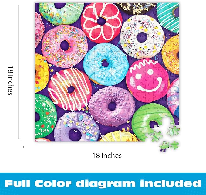 Buffalo Games - Delightful Donuts - 300 Piece Jigsaw Puzzle for Adults with Oversized Pieces - Colorful Large Jigsaw Puzzle with Fun Donut Art - Finished Size 21.25 x 15