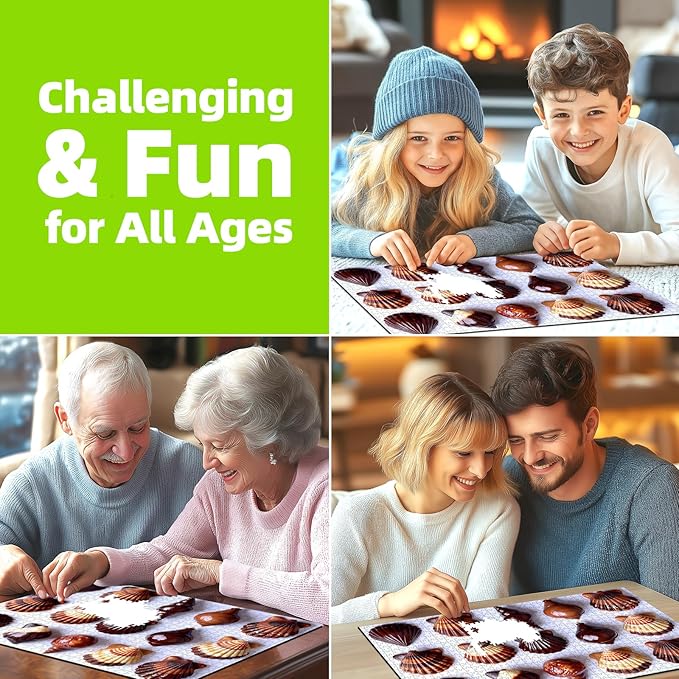 Seashell 1000 Piece Puzzle for Adults, Fun Puzzles for Adults 1000 Pieces with HD Print Poster, 27.5" X 19.7" Dust Free, for Gifts Birthday Holiday Party Family Games Lovers