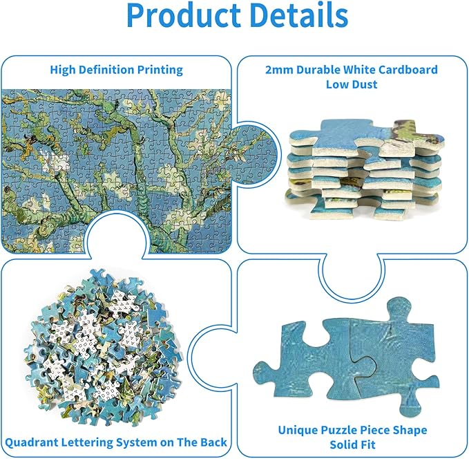 1000 Piece Puzzle for Adults, Almond Blossoms Jigsaw Puzzles 1000 Pieces with Letters on Back, Impossible Difficult Puzzles for Adults Seniors Teens Challenging Gift, Finished Size 27.6 x 19.7 inches