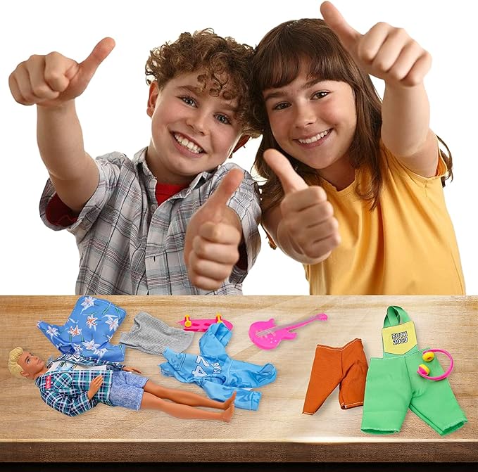 EuTengHao 44Pcs Doll Clothes and Accessories for 12 Inch Boy Dolls Include 27 Different Shirt Jeans Wear Trousers Pants for 12'' Boy Doll Basketball Stands Skateboard Sprots Style Accessories