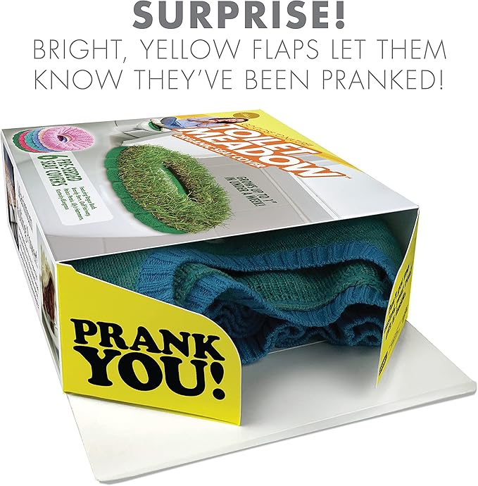 Prank-O Toilet Meadow Prank Gift Box – Funny Empty Gag Gift Packaging for White Elephant, Christmas & Office Parties, Hilarious Joke Gift Box to Hide Real Presents for Friends & Coworkers