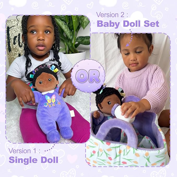 OUOZZZ 10" Black Baby Doll for 1 Year Old Girl Gifts - First African American Baby Dolls for Toddler Girl Toys Birthday Gift & 1 Year Old Toys