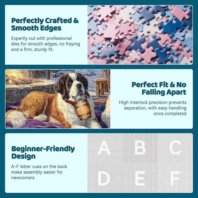 300 Piece Puzzles for Adults, 300 Piece Puzzles for Adults Large Piece, Saint Bernards Mountain Jigsaw Puzzle Funny Gift for Adult Kids Challenging Family Games Toy, 20.5 X 15 in