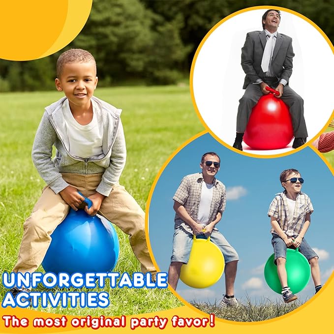 Lewtemi 6 Pcs Hopper Ball for Kids 15 Inch Jumping Hopping Inflatable Bouncing Ball with Handle and Air Pump for Indoor Outdoor Games Sport Exercise Fun Easter Basket Stuffers Gifts(Rainbow Colors)