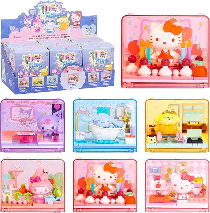 Hamee Sanrio Hello Kitty and Friends 'Me Time' Cute Building Blocks Blind Box (Birthday Gift, Party Favor, Gift Basket Filler, Stress Relief, Collectible Toy, Relaxation) - 6 Pc. (All 6 Designs)